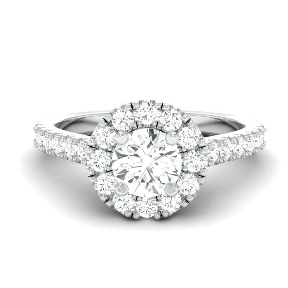 Jewelove™ Rings J VS / Women's Band only 40-Pointer Platinum Solitaire Engagement Ring with Diamond Halo & Shank JL PT 671