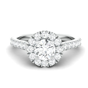 Jewelove™ Rings J VS / Women's Band only 40-Pointer Platinum Solitaire Engagement Ring with Diamond Halo & Shank JL PT 671