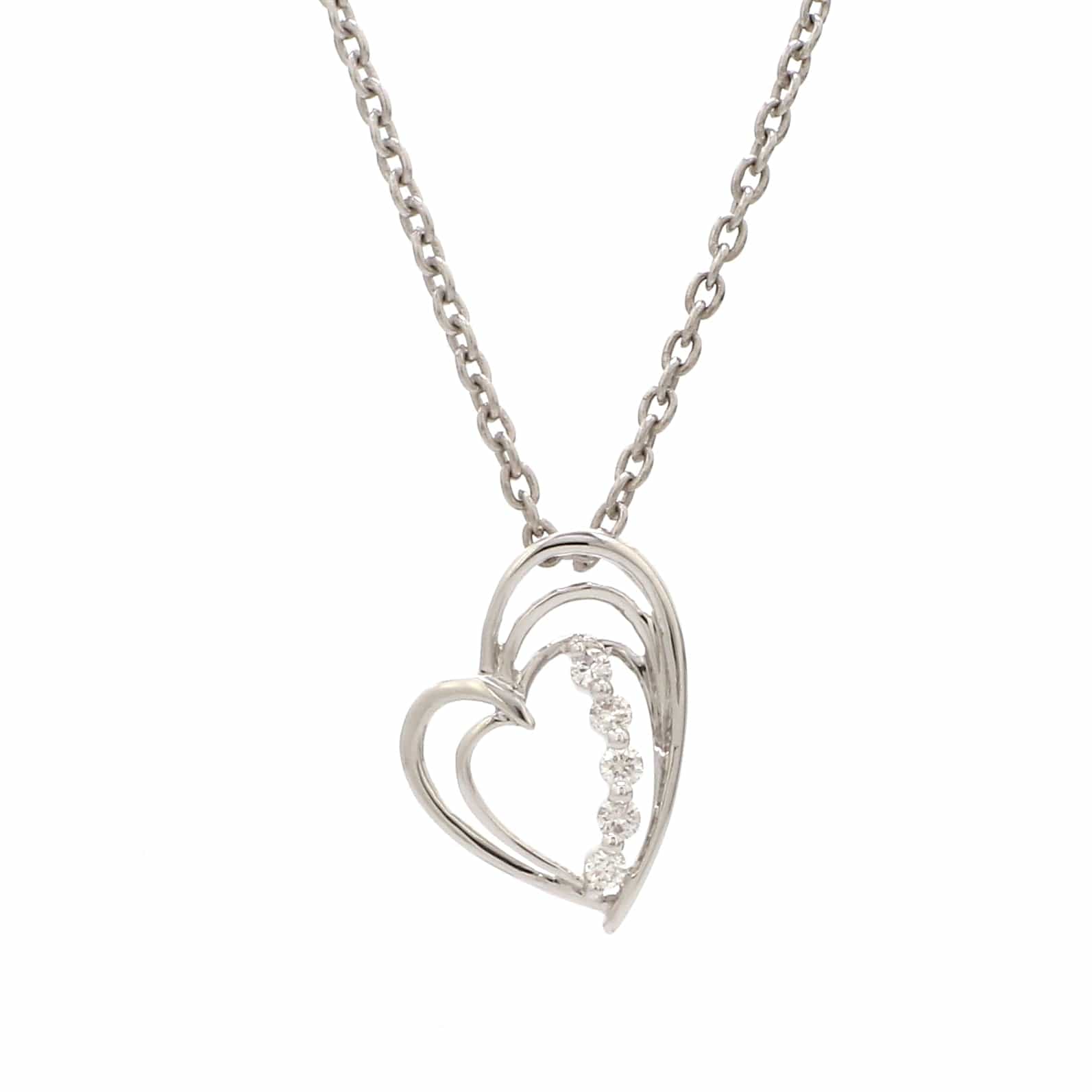 Jewelove™ Pendants 5 Diamond Platinum Heart Pendant with Diamonds JL PT P 8097