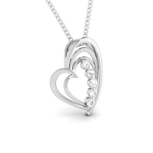 Front Side View of Platinum Love Pendant with Diamonds JL PT P 8097