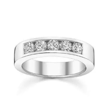 Jewelove™ Rings 5 Diamond Platinum Wedding Band with Channel Setting SJ PTO 246