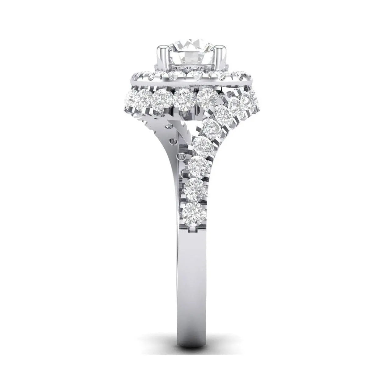 Jewelove™ Rings 50 Pointer Platinum Solitaire Engagement Ring with a Curvy Diamond Shank JL PT 472