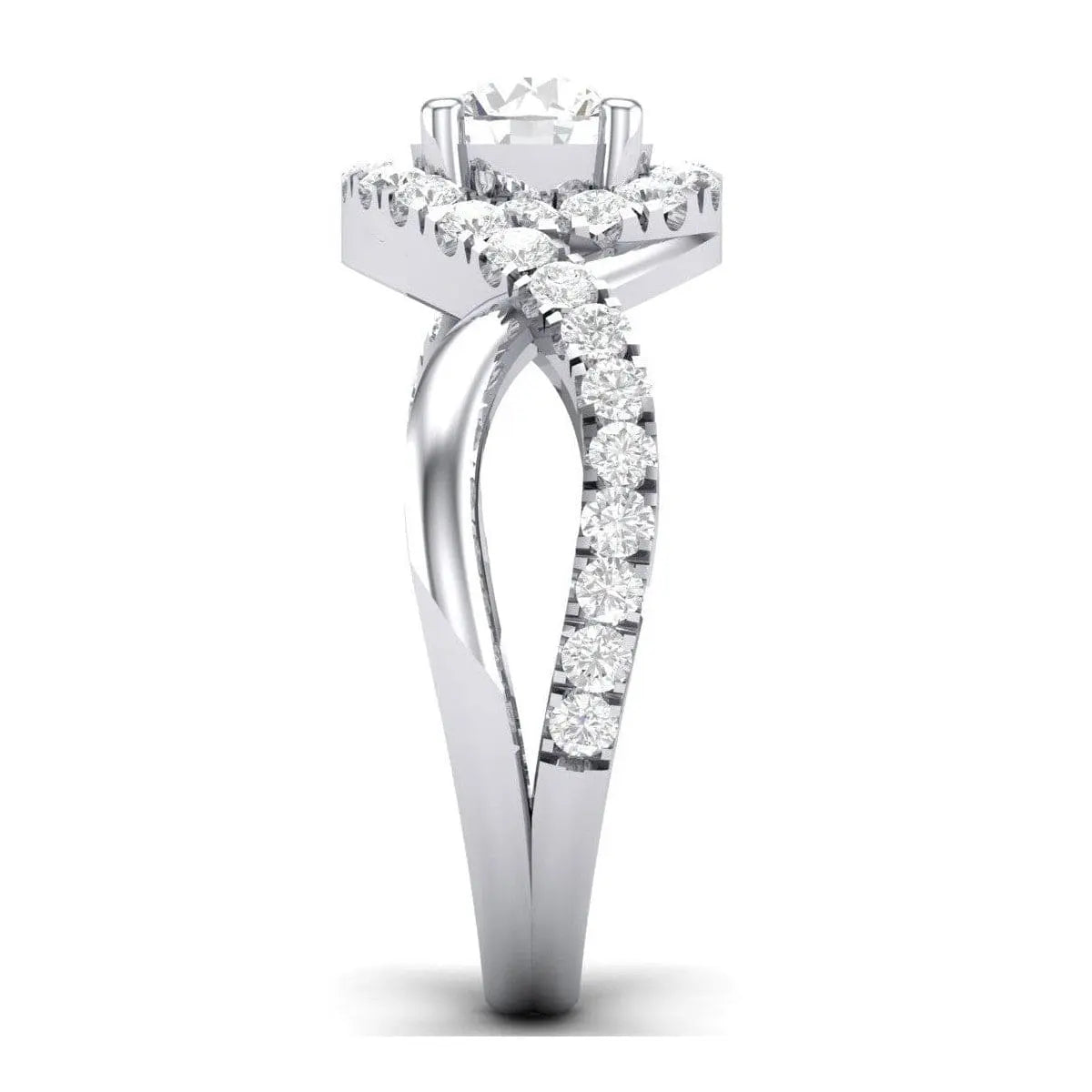 Jewelove™ Rings 50 Pointer Platinum Solitaire Engagement Ring with a Shank Twist JL PT 471