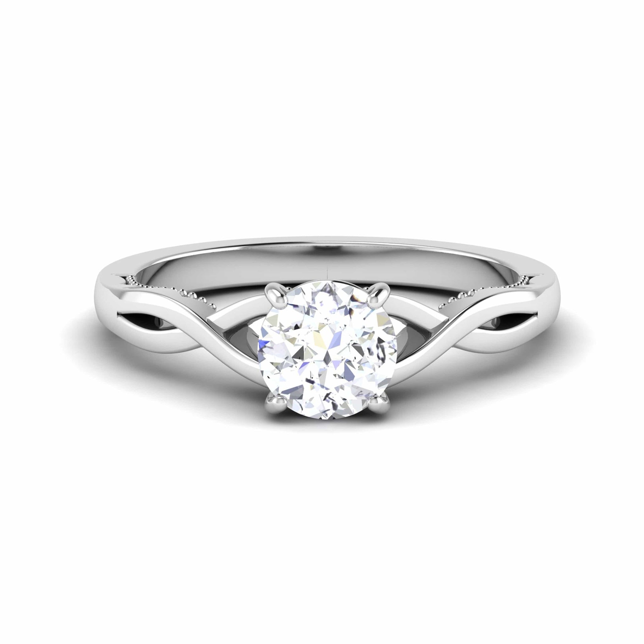 Front View of Designer 30 Pointer Platinum Solitaire Engagement Ring JL PT 6583