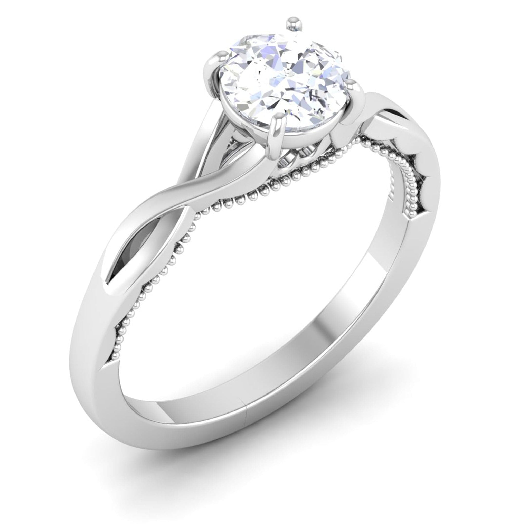 Perspective View of Designer 30 Pointer Platinum Solitaire Engagement Ring JL PT 6583