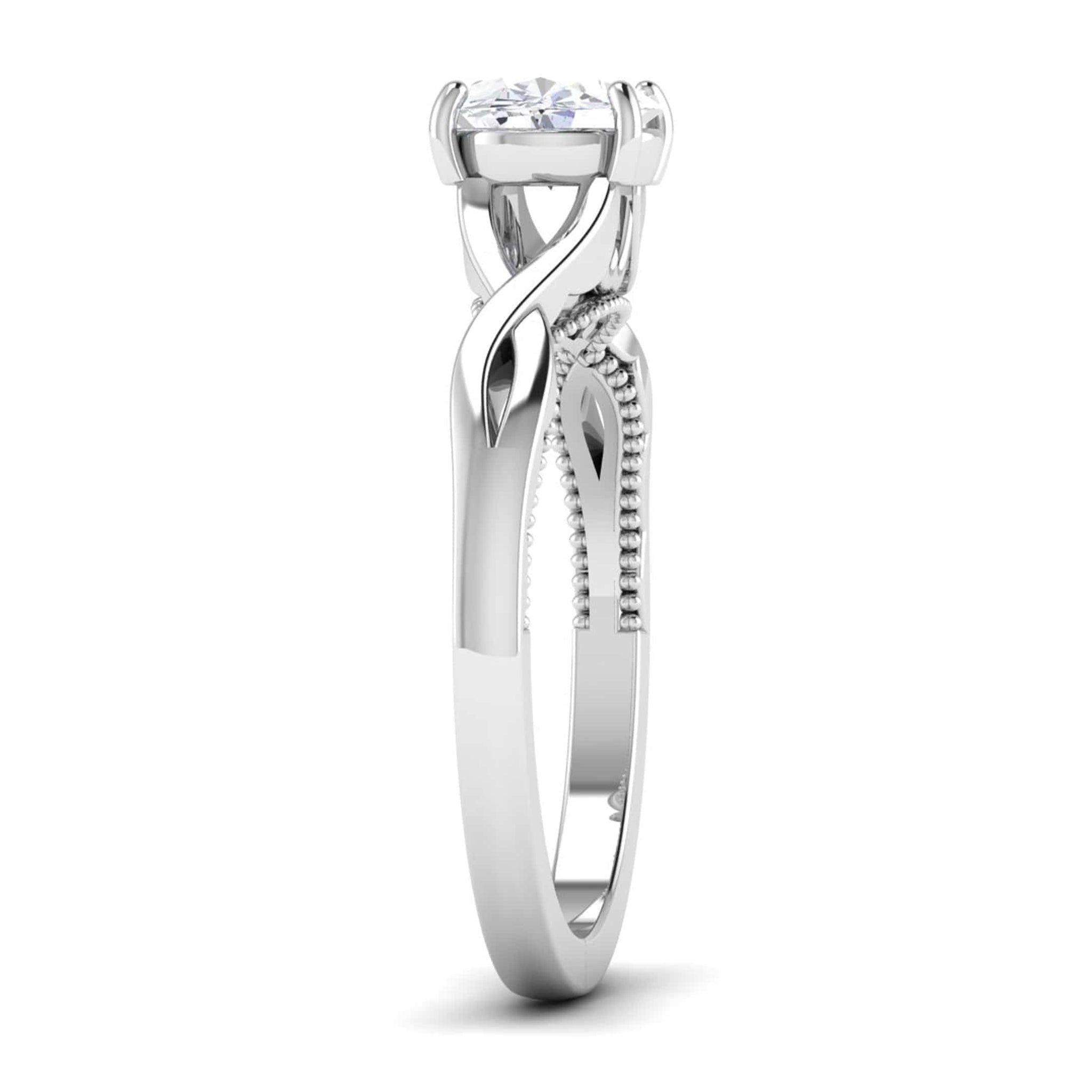 Side View of Designer 30 Pointer Platinum Solitaire Engagement Ring JL PT 6583 (2)