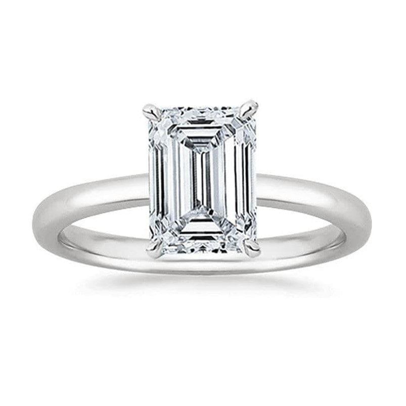 Jewelove™ Rings Platinum / Women's Band only 70-Pointer Emerald Cut Diamond Solitaire Ring with Thin Platinum Band JL PT 1001