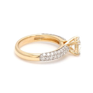 Jewelove™ Rings J VS / Women's Band only 70 Pointer Gold Solitaire Engagement Ring with 3 Row Diamonds JL AU 462-A