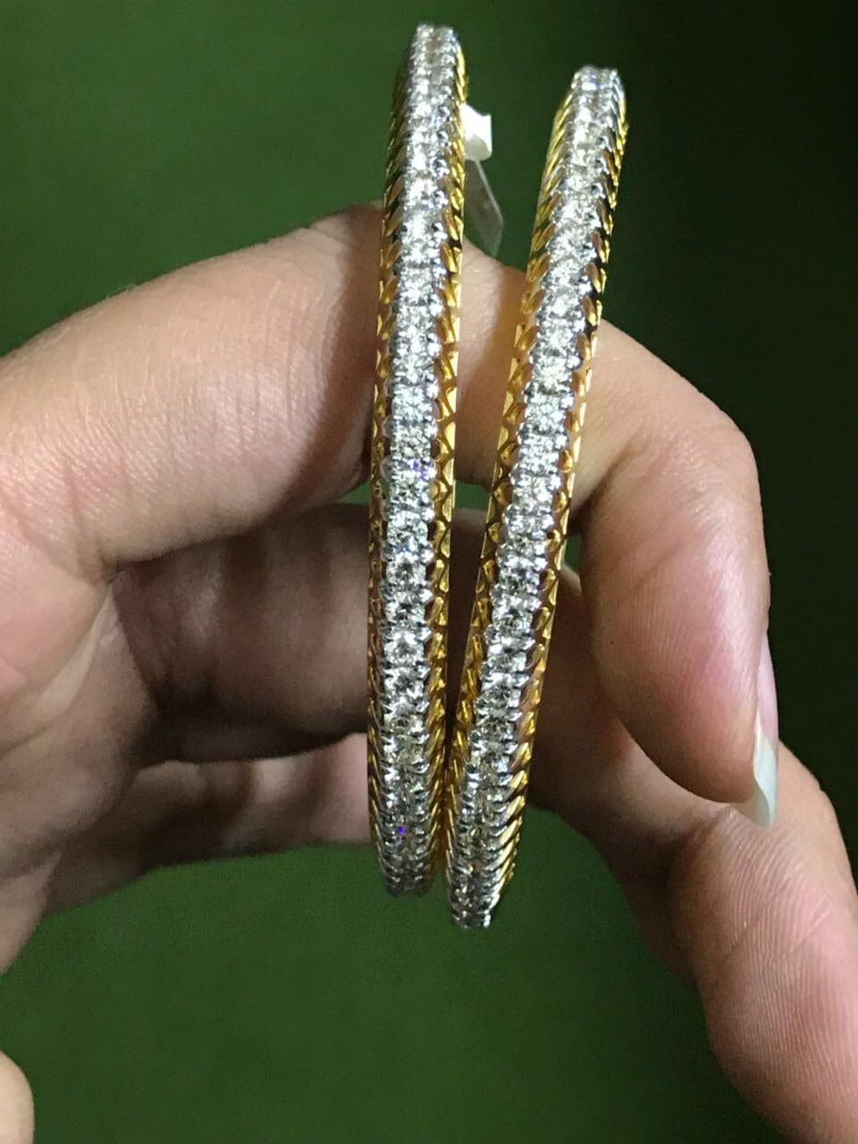 Scattered Diamond Hinged Bangle Bracelet 18k Yellow Gold
