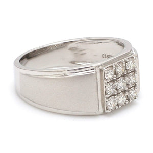 Side View of 9 Diamond Platinum Ring for Men JL PT 940 - Matte Finish