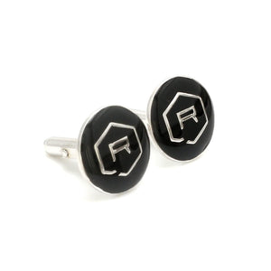 Jewelove™ Cufflinks 925 Customised Silver Cufflinks for Men with Black Enamel JL AGC 34-A