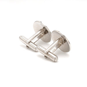 Back View of 925 Silver Cufflinks for Men with Black & Blue Enamel JL AGC 7