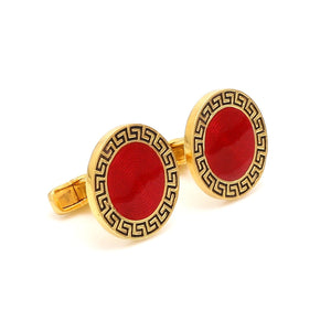 Side 2 View of 925 Silver Cufflinks for Men with Red & Black Enamel JL AGC 12