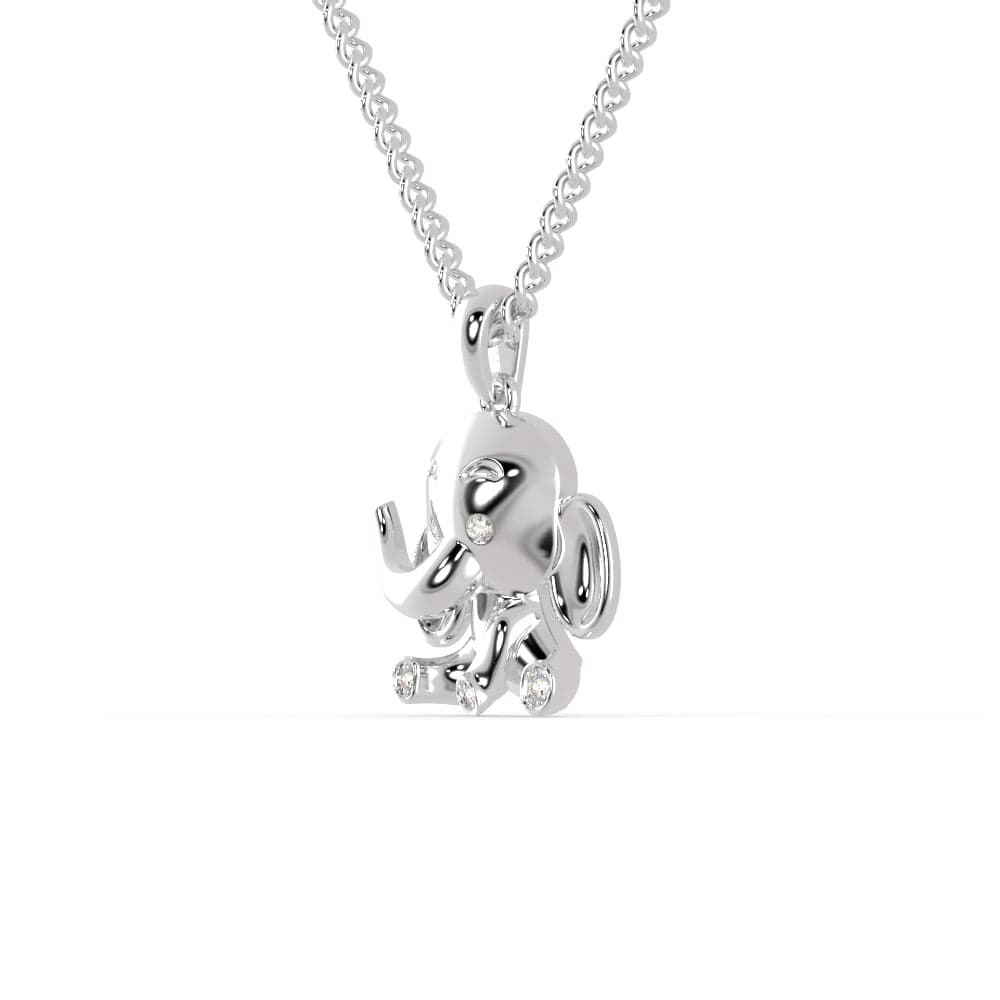 Multi sapphire studded silver elephant pendant