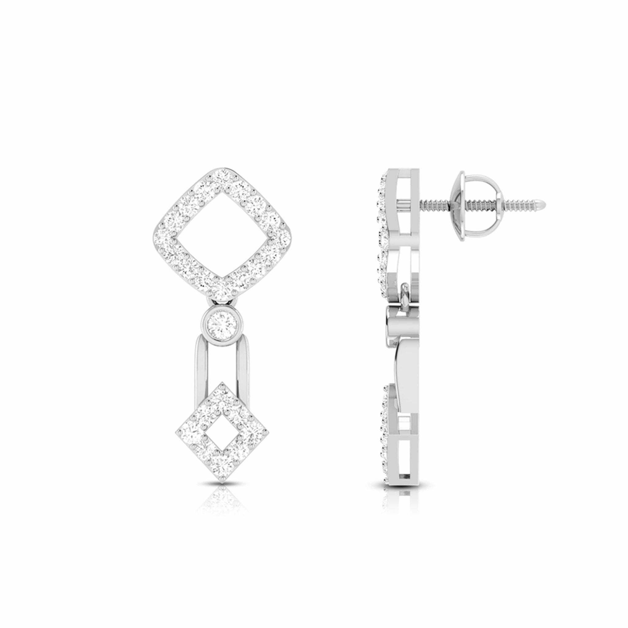 Jewelove™ Earrings Beautiful Hanging Clusters Platinum Earrings with Diamonds for Women JL PT E N-39