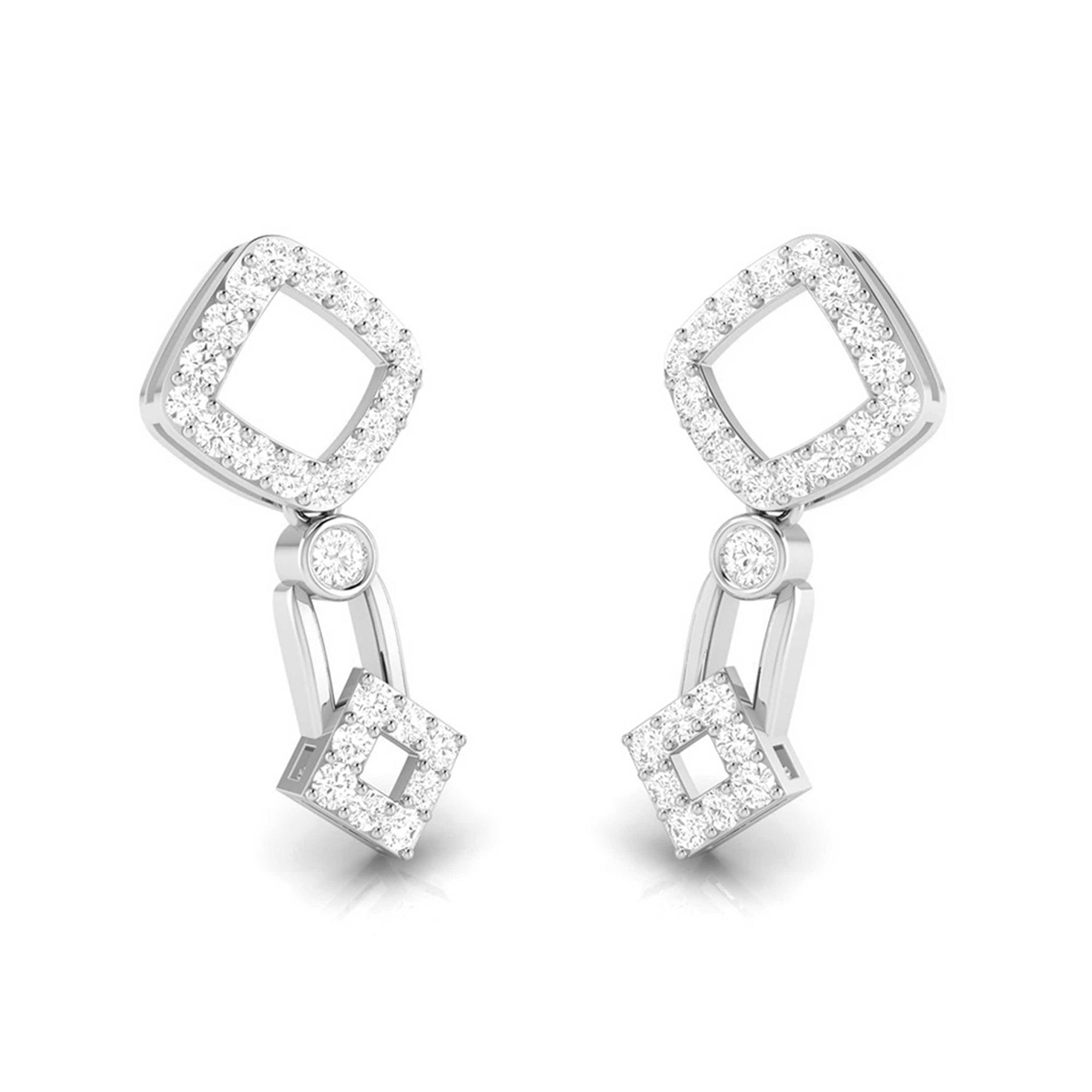 Jewelove™ Earrings Beautiful Hanging Clusters Platinum Earrings with Diamonds for Women JL PT E N-39