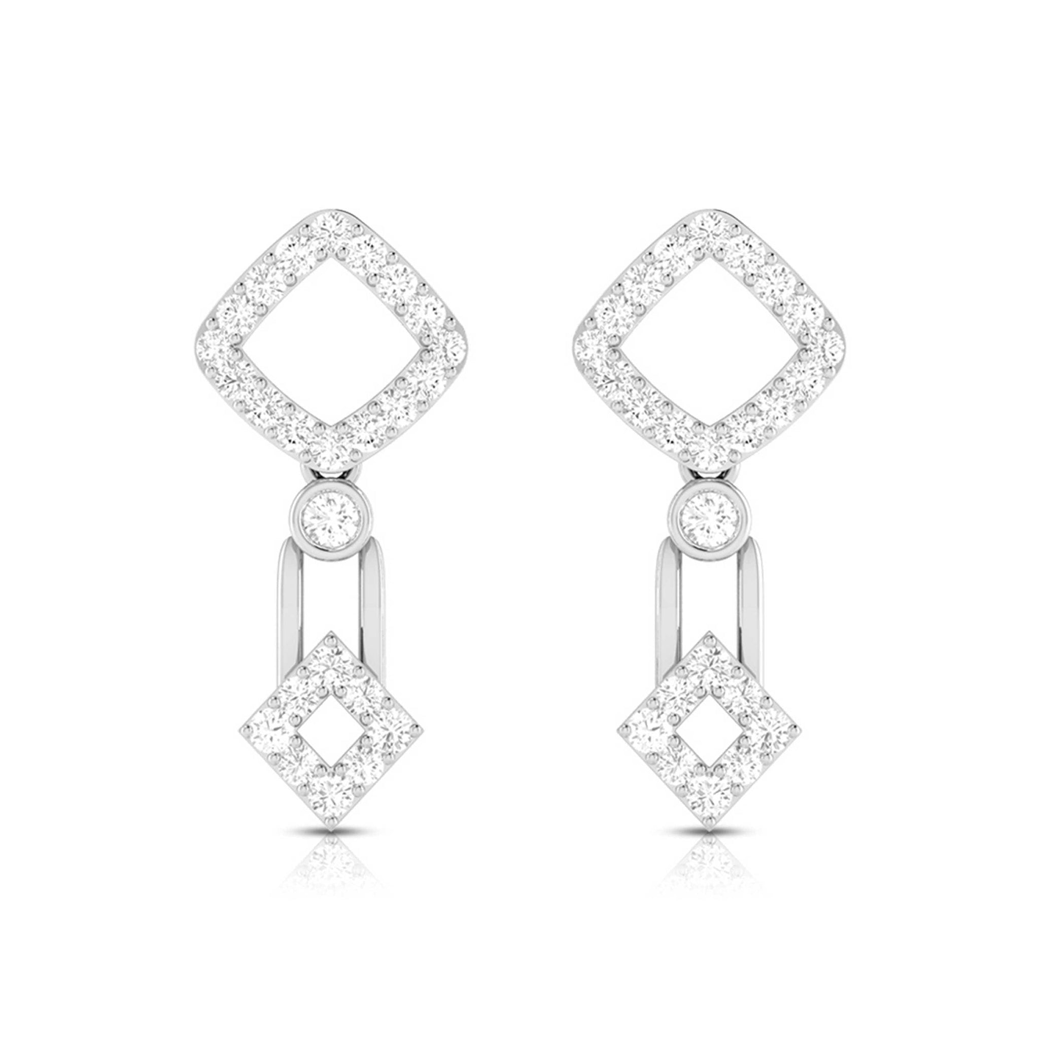 Jewelove™ Earrings SI IJ Beautiful Hanging Clusters Platinum Earrings with Diamonds for Women JL PT E N-39