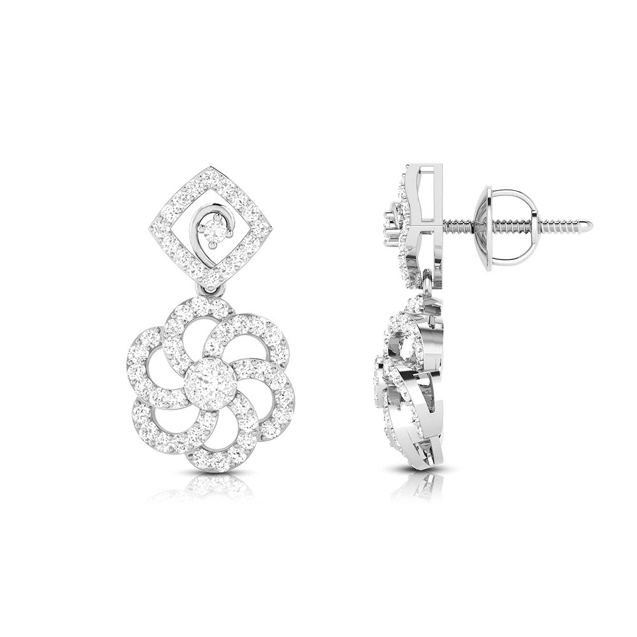 Jewelove™ Earrings Beautiful Hanging Clusters Platinum Earrings with Diamonds for Women JL PT E NK-15