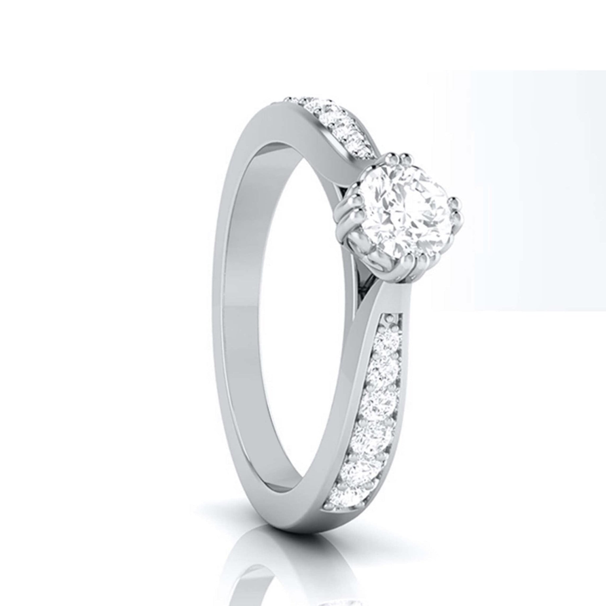 Jewelove™ Rings Beautiful Hidden Hearts 30-Pointer Platinum Solitaire Engagement Ring with Accent Diamonds JL PT G-107