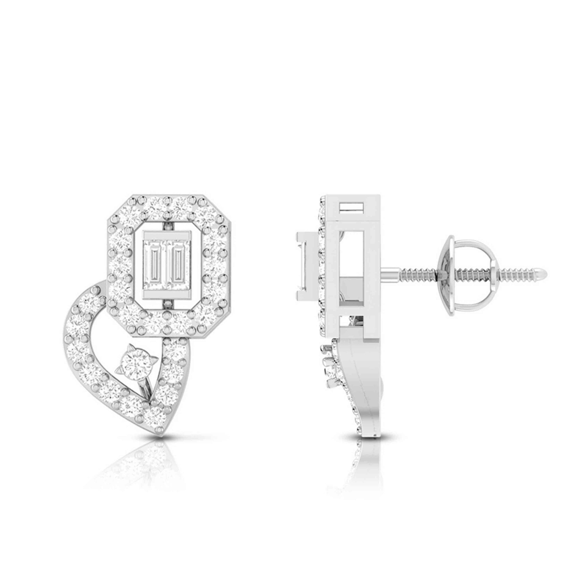 Jewelove™ Earrings Beautiful Platinum Earrings with Diamonds for Women JL PT E ST 2008