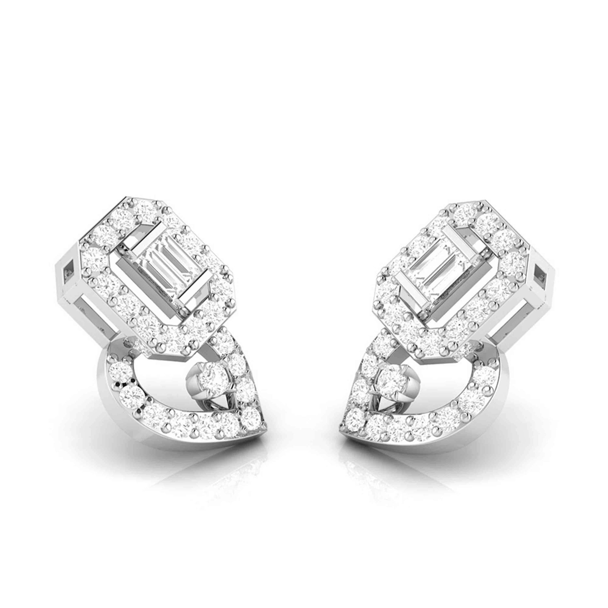 Jewelove™ Earrings Beautiful Platinum Earrings with Diamonds for Women JL PT E ST 2008