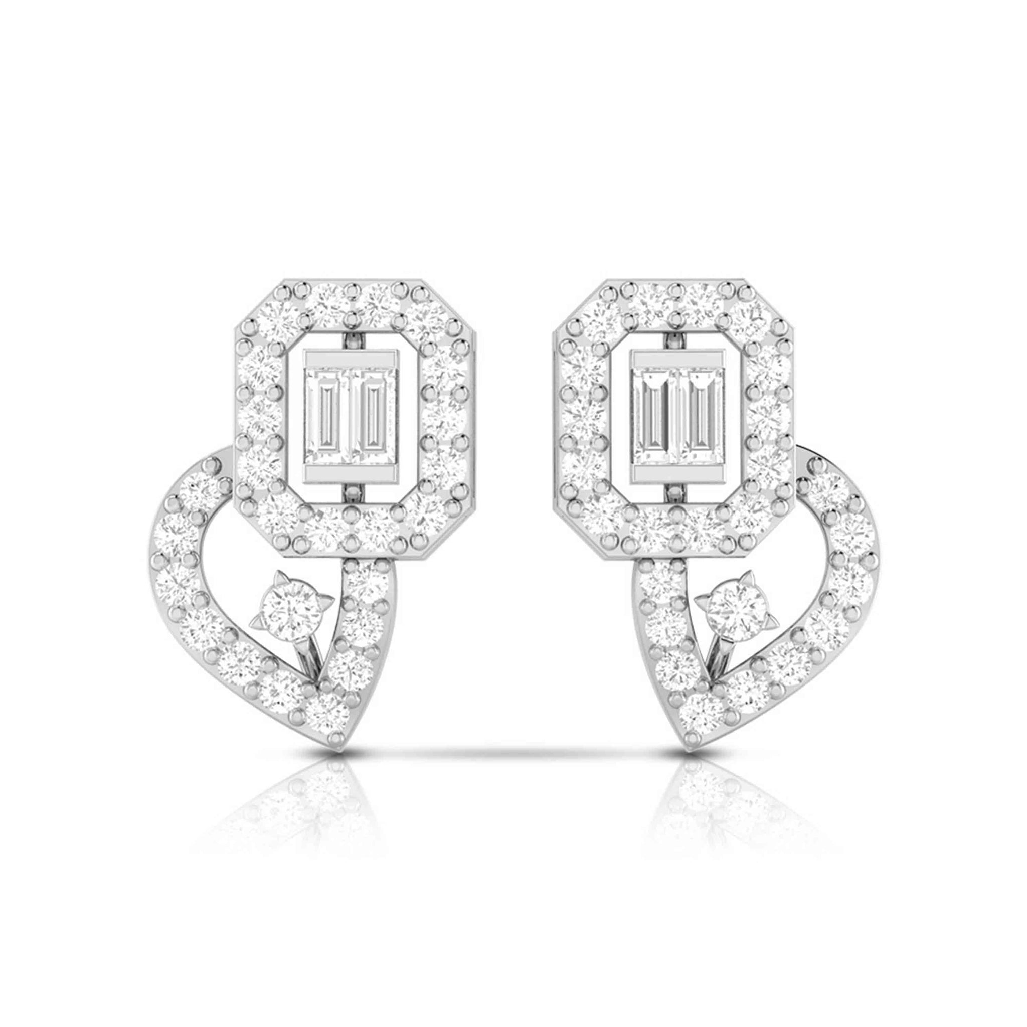 Jewelove™ Earrings SI IJ Beautiful Platinum Earrings with Diamonds for Women JL PT E ST 2008