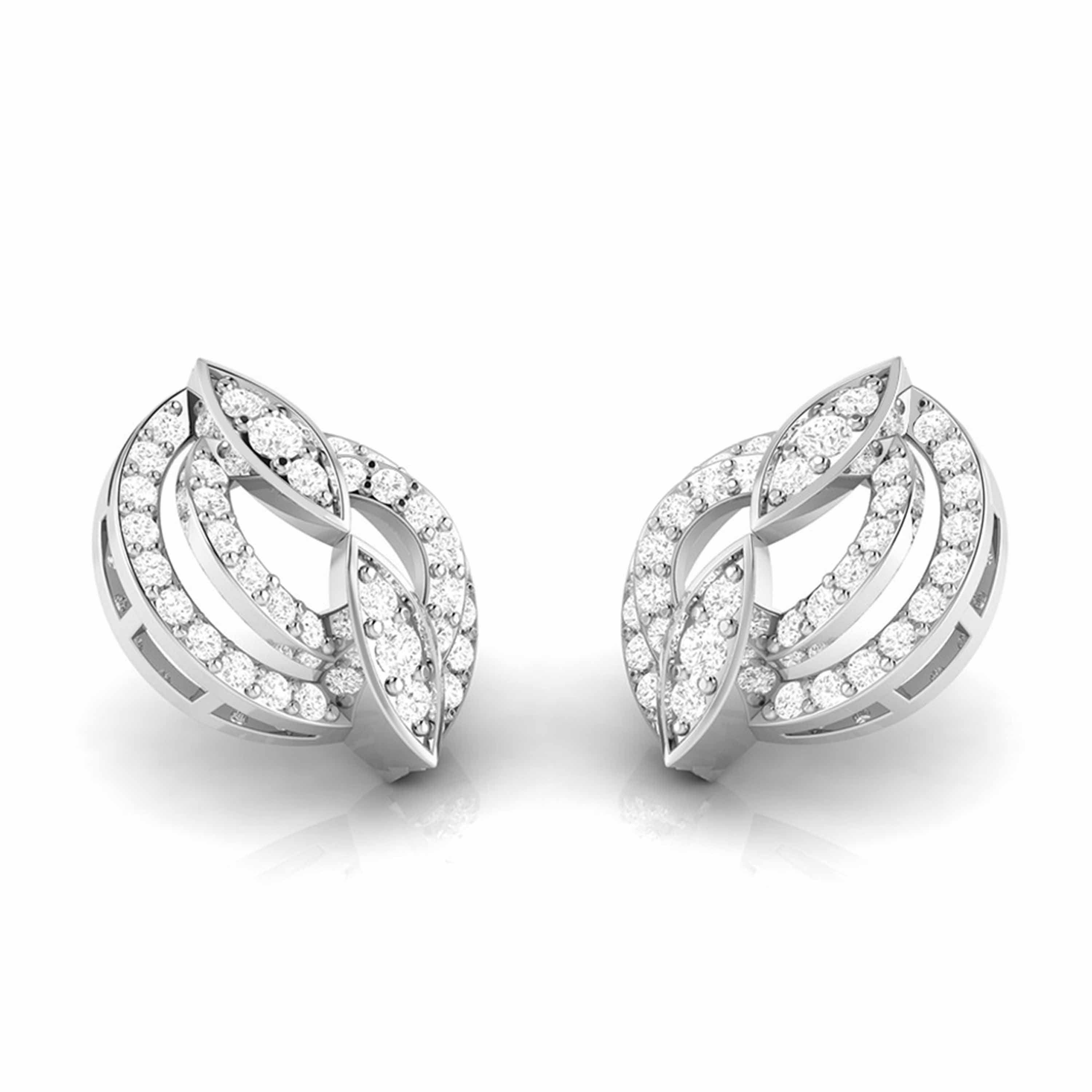 Platinum plated small earrings with white cubic zirconia stones 