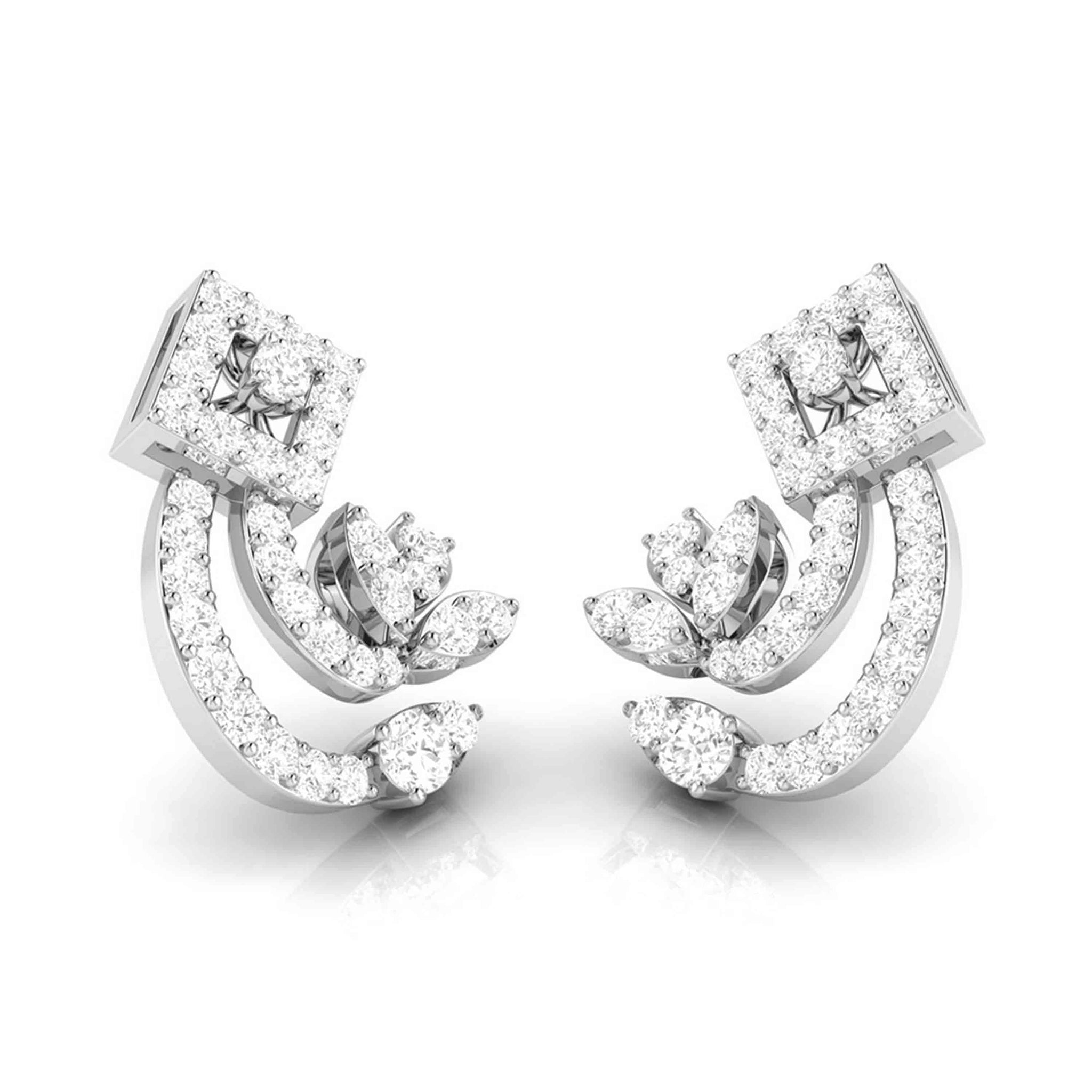 Jewelove™ Earrings SI IJ Beautiful Platinum Earrings with Diamonds for Women JL PT E ST 2093