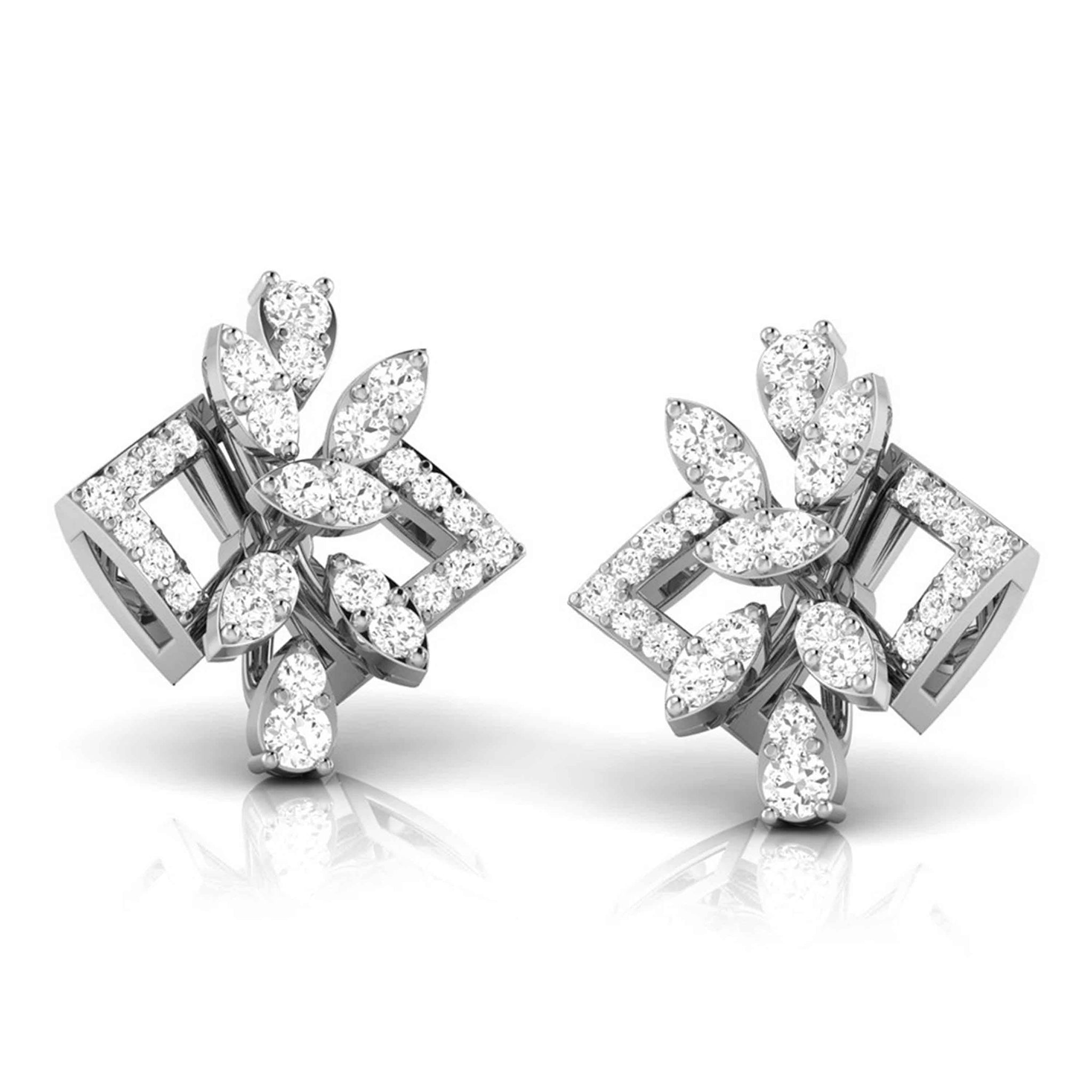 Jewelove™ Earrings SI IJ Beautiful Platinum Earrings with Diamonds JL PT E ST 2203