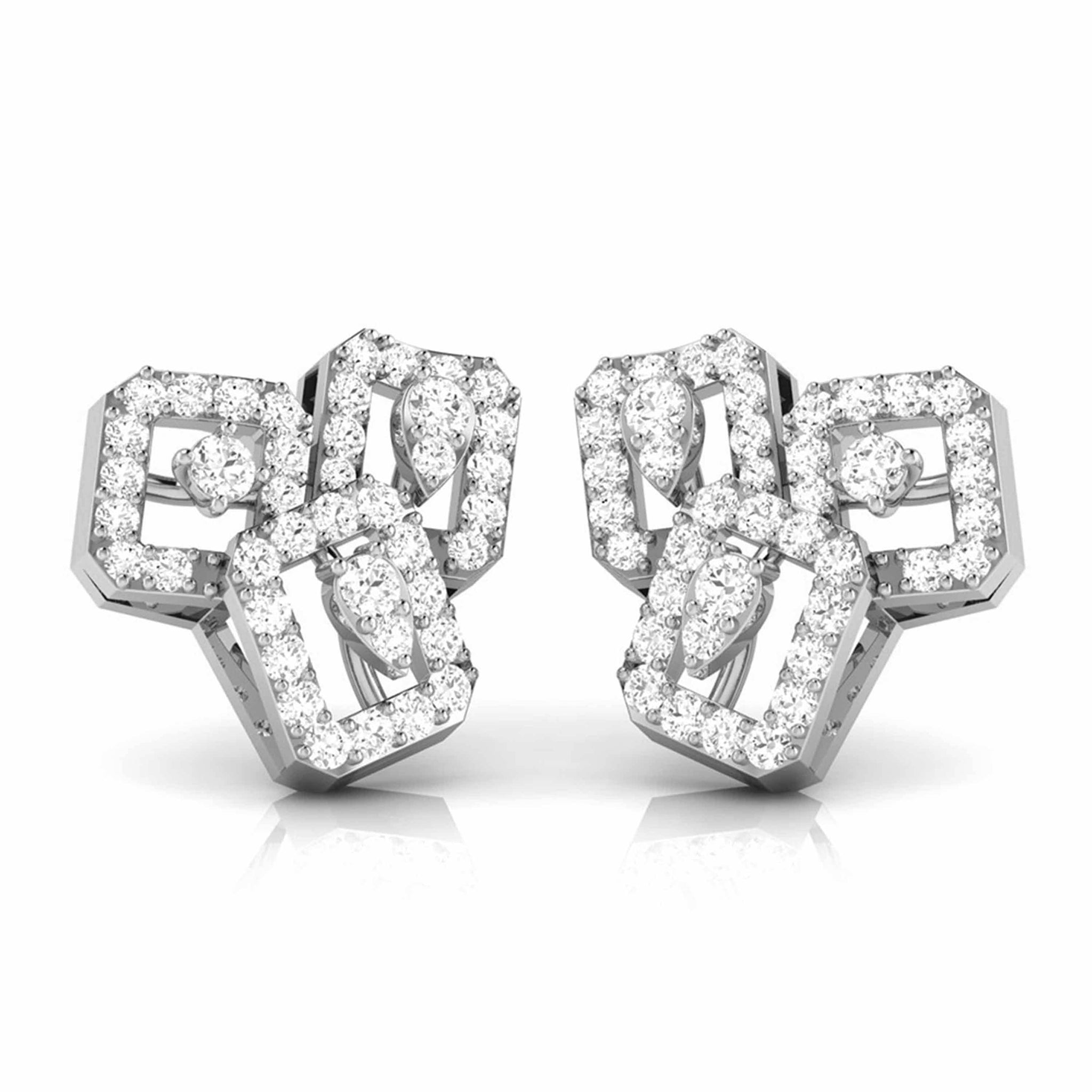 Jewelove™ Earrings SI IJ Beautiful Platinum Earrings with Diamonds JL PT E ST 2212