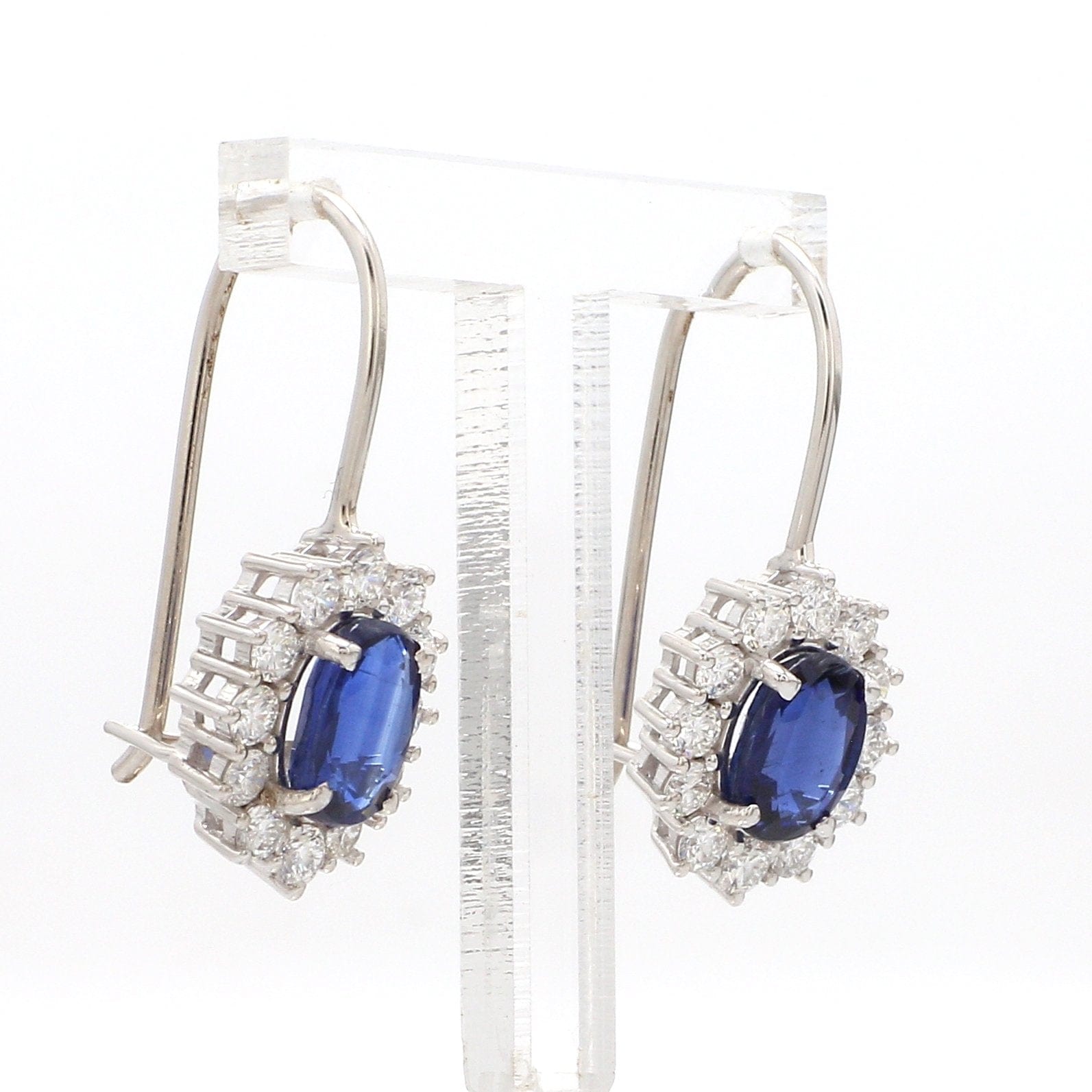 Jewelove™ Earrings VVS GH Beautiful Platinum Kyanite Earrings with Diamond for Women JL PT E 294