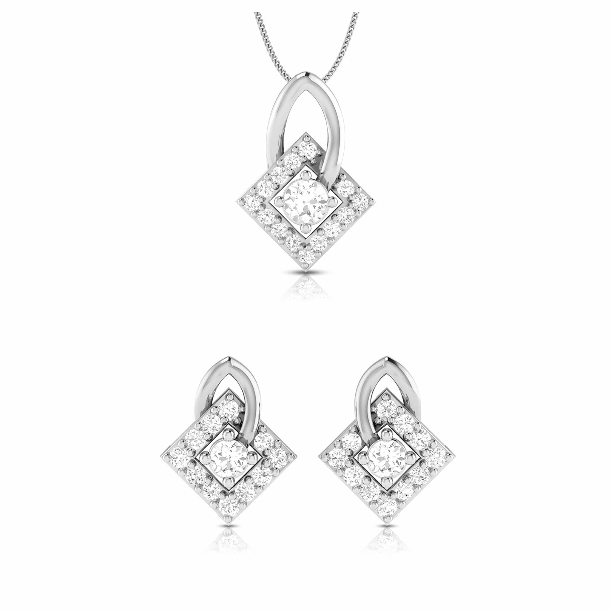 Jewelove™ Pendants & Earrings Pendant Set Beautiful Platinum with Diamond Pendant Set for Women JL PT P 2428