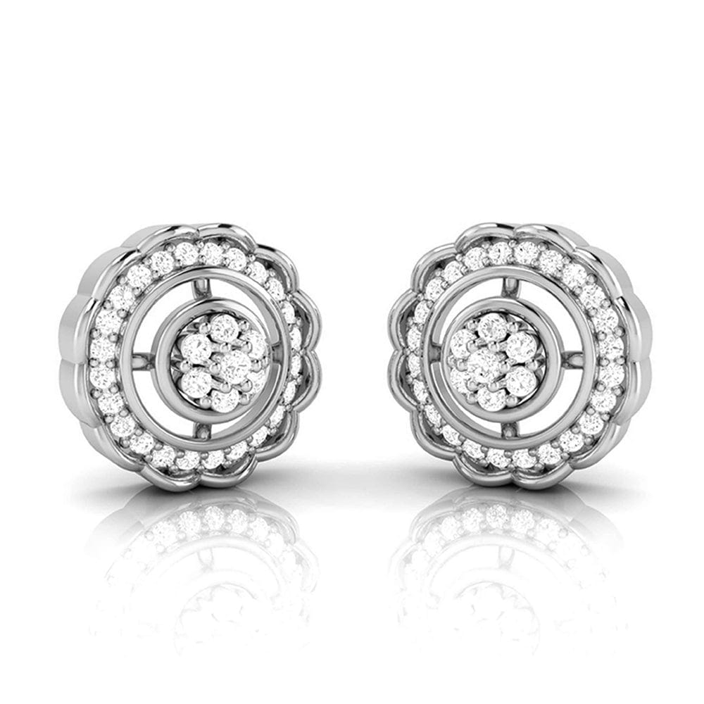 10K White Gold Round Cut Diamond 3D Circle 4 Prong Pave Studs Earrings 0.75  Ct. - JFL Diamonds & Timepieces