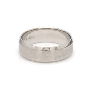 Jewelove™ Rings Men's Band only Beveled Edges Plain Platinum Ring for Men JL PT 616 - Solid