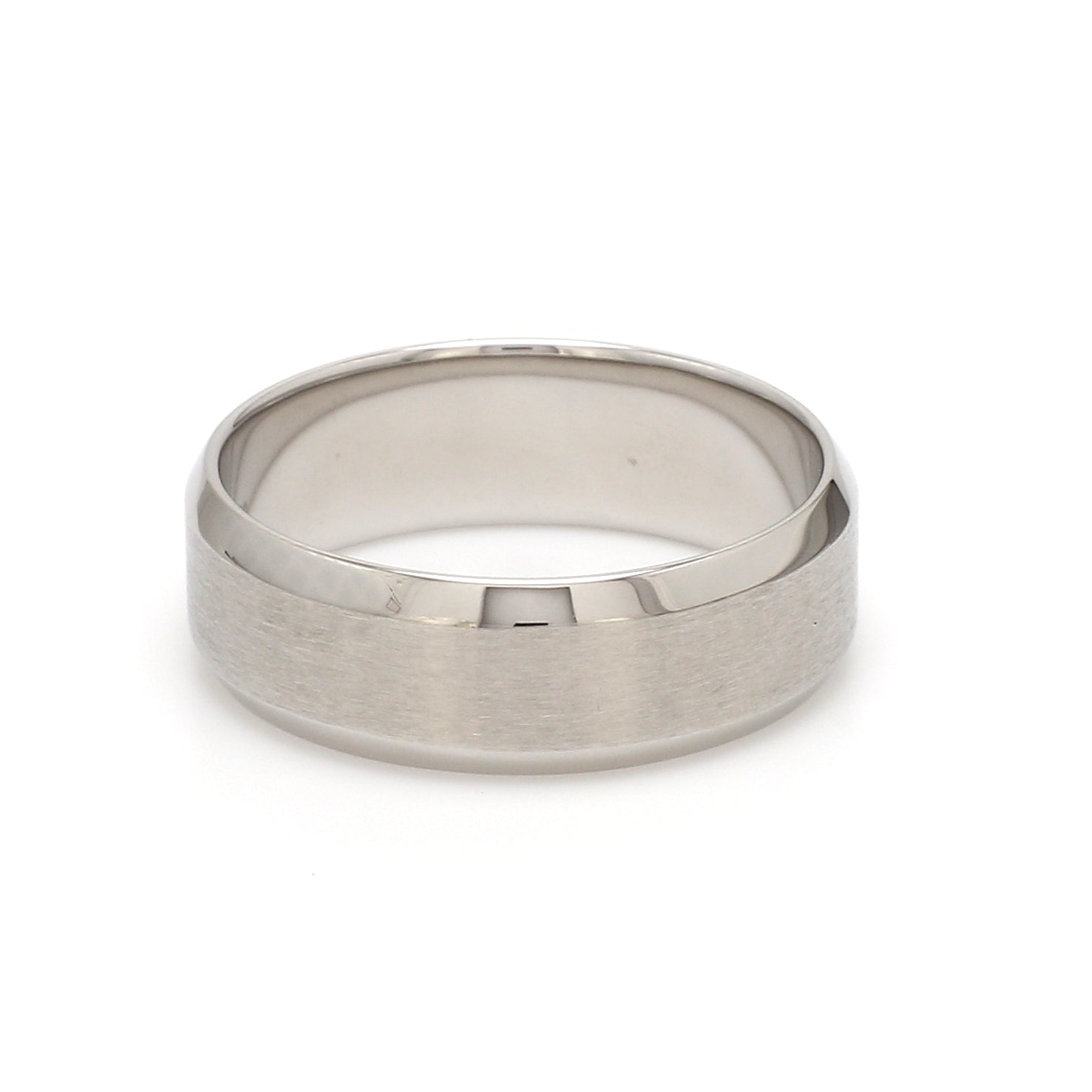 Jewelove™ Rings Men's Band only Beveled Edges Plain Platinum Ring for Men JL PT 616 - Solid