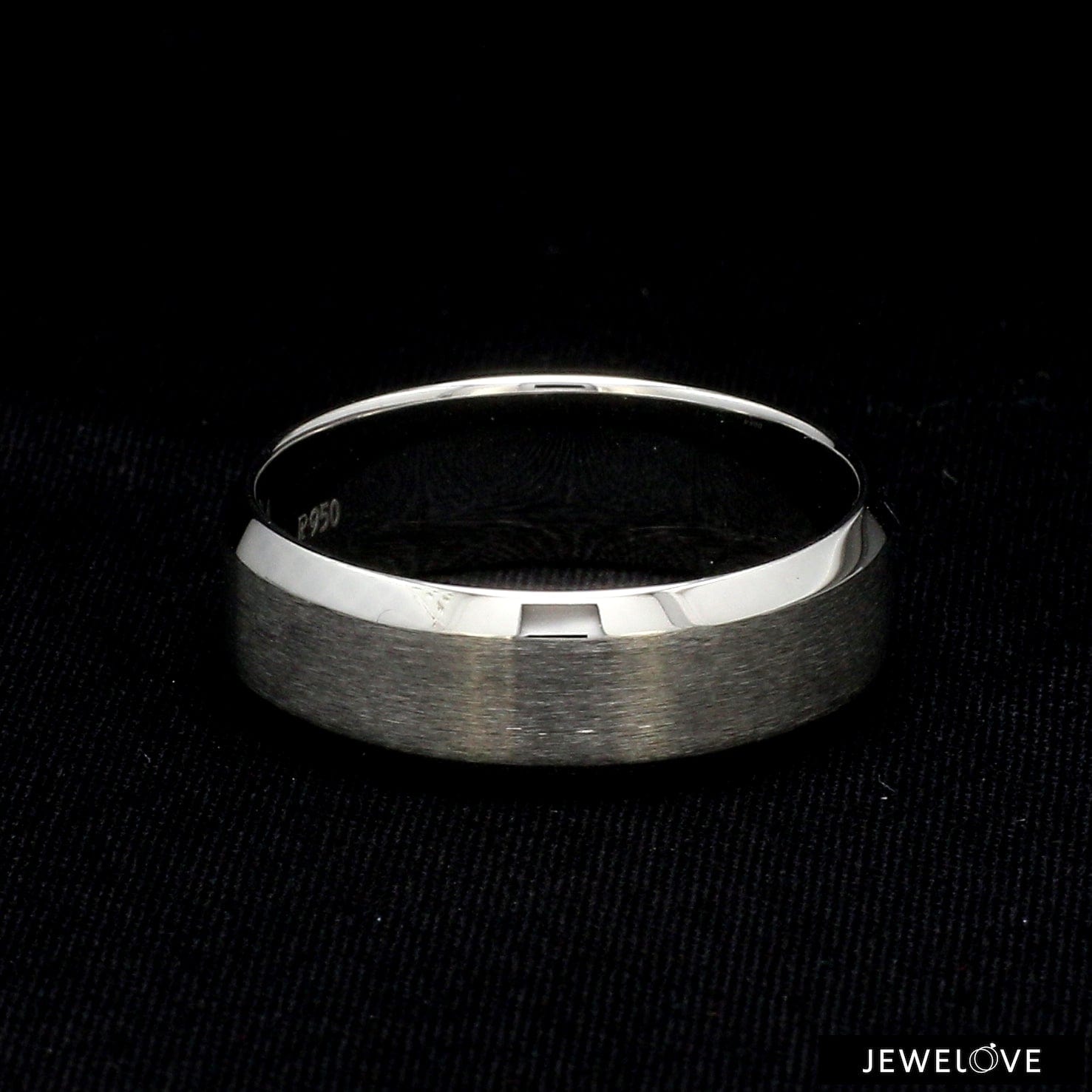 Jewelove™ Rings Men's Band only Beveled Edges Plain Platinum Ring for Men JL PT 616 - Solid