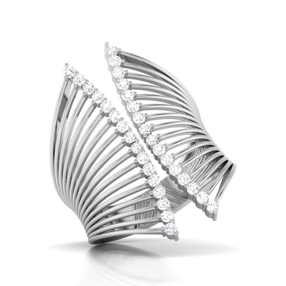 Big Cocktail Ring with Diamonds Crafted in Platinum JL PT 565. Perspective View showing an overall view of the ring.