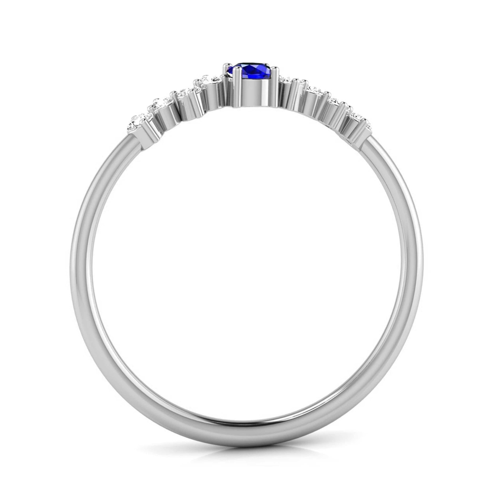 Jewelove™ Rings Blue Sapphire Platinum Diamond Engagement Ring JL PT LR 7003