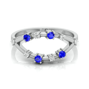 Jewelove™ Rings Blue Sapphire Platinum Diamond Engagement Ring JL PT LR 7009