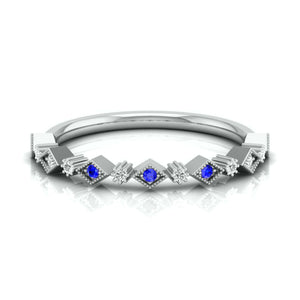 Jewelove™ Rings Blue Sapphire Platinum Diamond Engagement Ring JL PT LR 7017