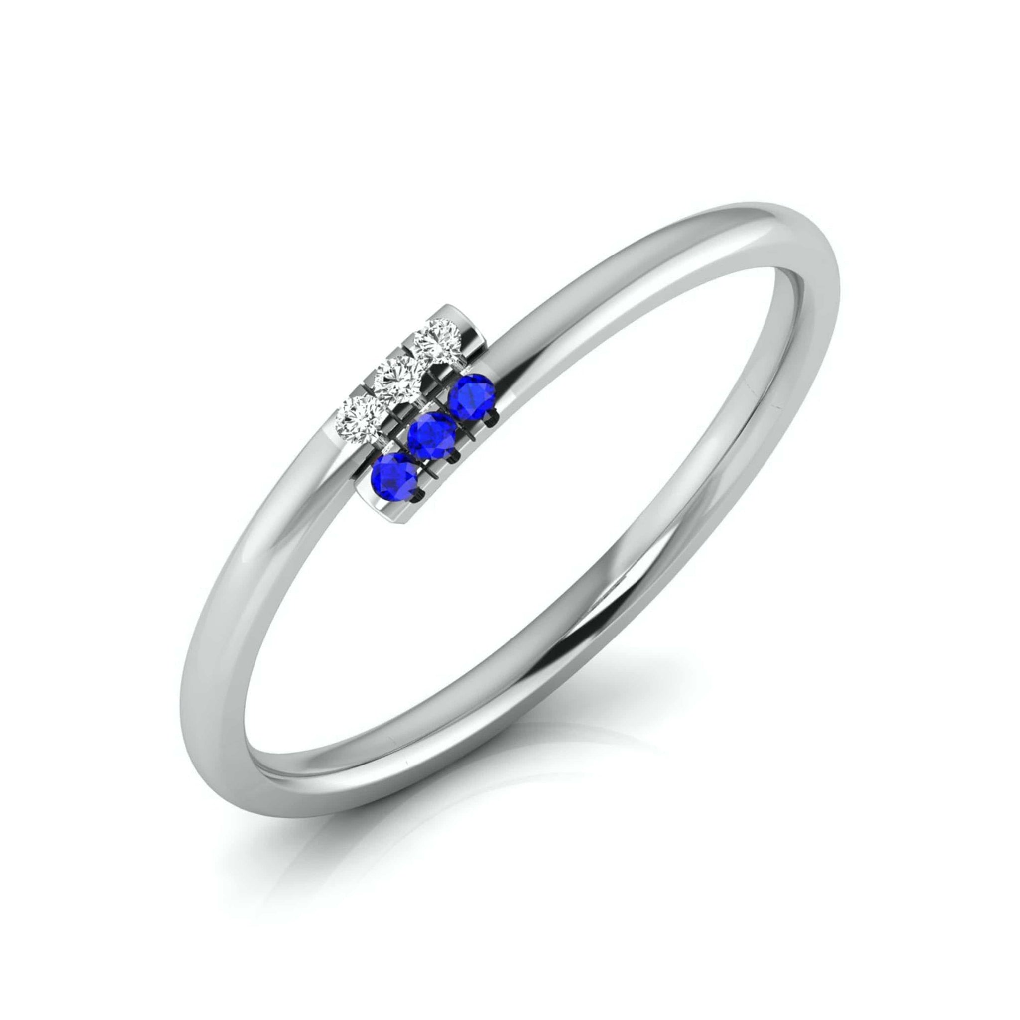 Jewelove™ Rings SI IJ / Women's Band only Blue Sapphire Platinum Diamond Engagement Ring JL PT LR 7024