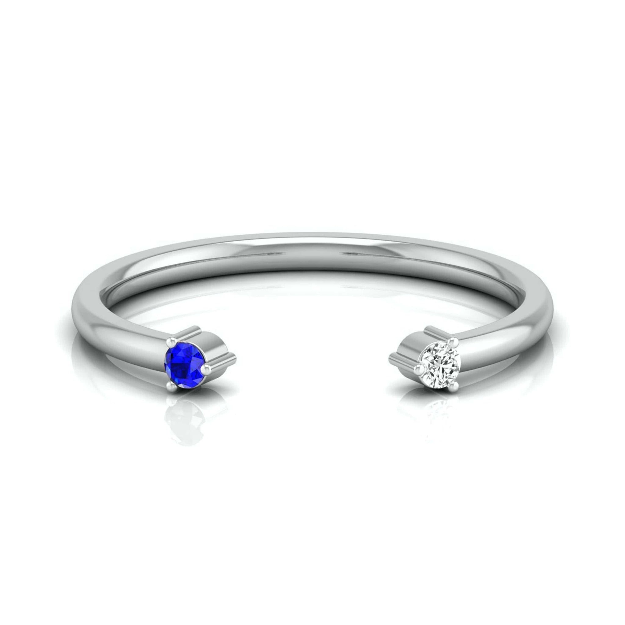 Jewelove™ Rings Blue Sapphire Platinum Diamond Engagement Ring JL PT LR 7029