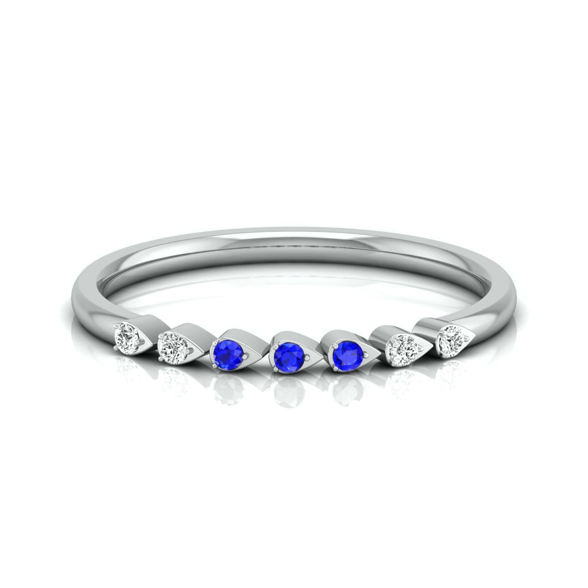 Jewelove™ Rings Blue Sapphire Platinum Diamond Engagement Ring JL PT LR 7037