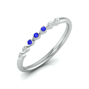 Jewelove™ Rings Blue Sapphire Platinum Diamond Engagement Ring JL PT LR 7037