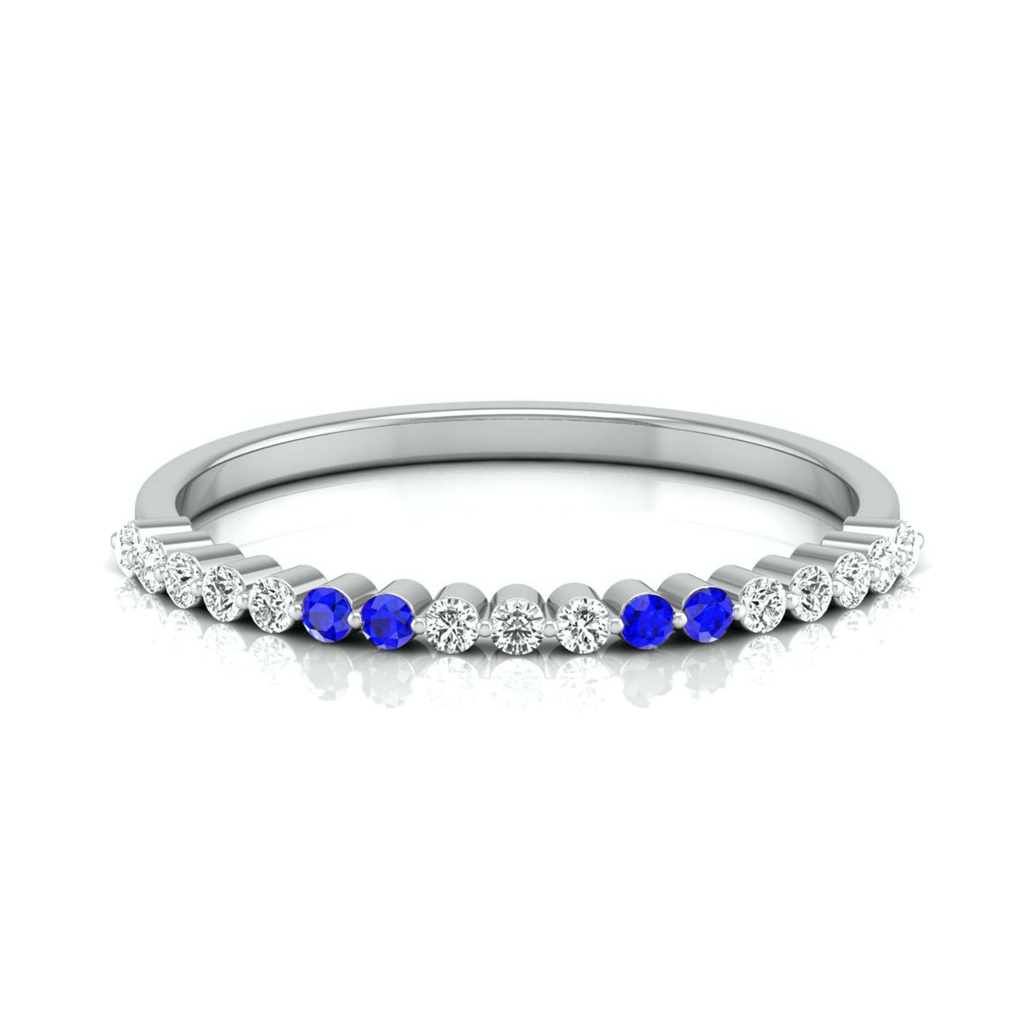 Jewelove™ Rings Blue Sapphire Platinum Diamond Wedding Band JL PT LR 7010