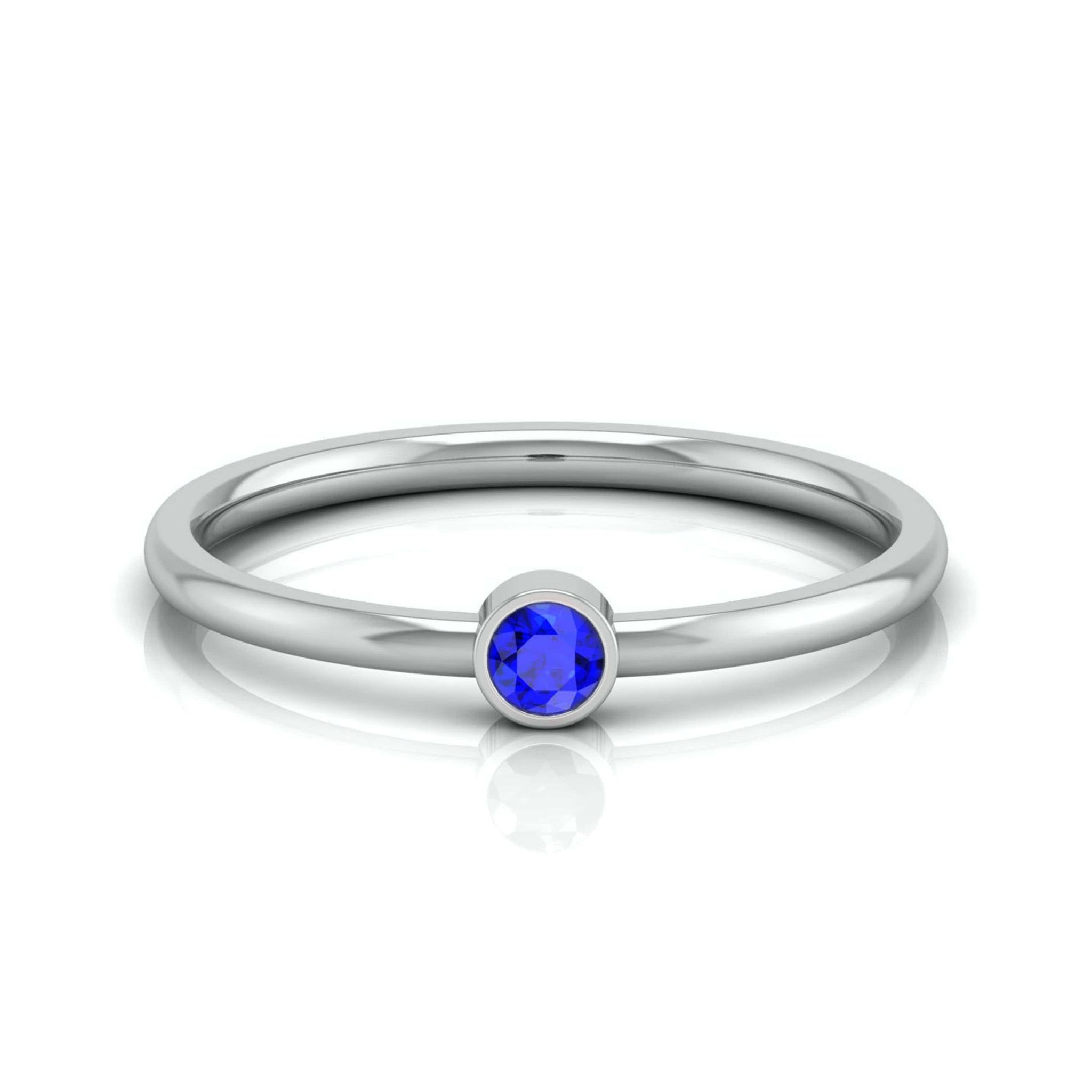 Jewelove™ Rings Women's Band only Blue Sapphire Platinum Engagement Ring JL PT LR 7035