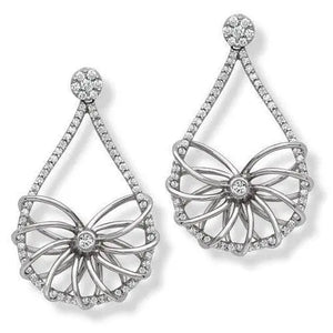 Broad Platinum Danglers with Diamonds SJ PTO E 144 - Suranas Jewelove
