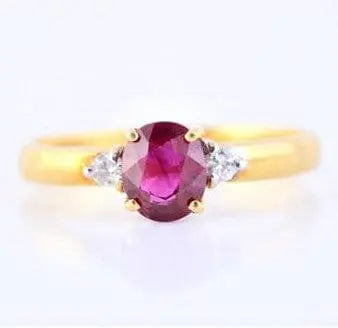 Jewelove™ Rings Women's Band only Burmese Ruby & Diamond Ring JL R 58