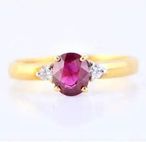 Jewelove™ Rings Women's Band only Burmese Ruby & Diamond Ring JL R 58