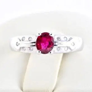 Jewelove™ Rings Women's Band only Burmese Ruby & Diamond Ring JL R 63